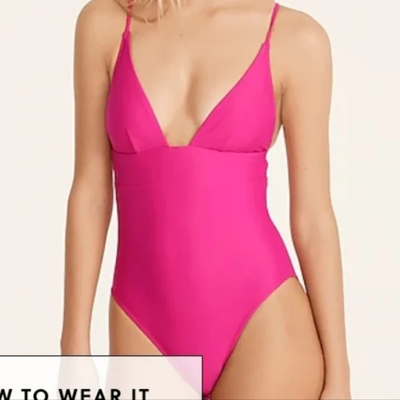 J. Crew Deep V-Neck French One-Piece Mauve Pink sz 0 Preppy - Picture 14 of 15